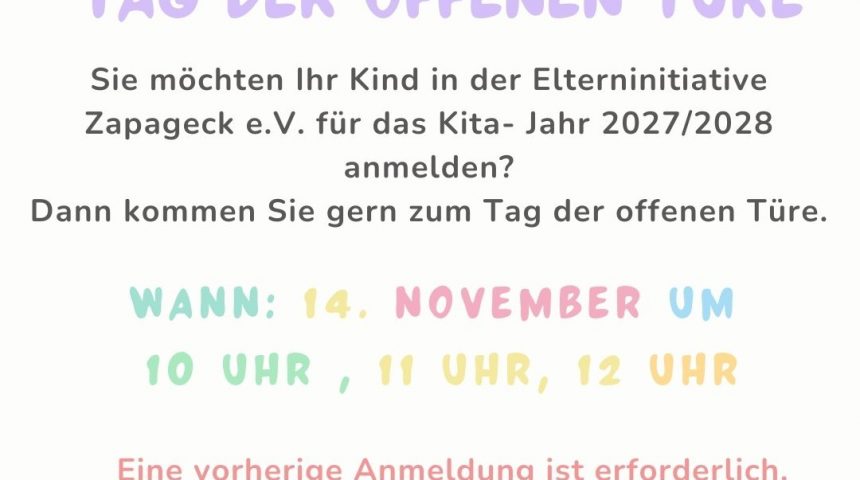 Tag der offenen Tür im Zapageck 2026